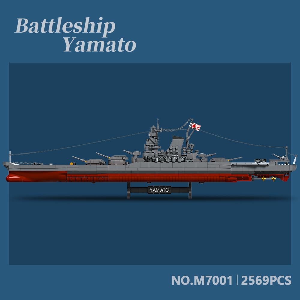 MISINI M7001 1:300 Japanese Yamato Battleship Building Block Set, 2569 Pieces, World War II Navy Ship MOC Toy, Great Battleship Model Assembly Gift an