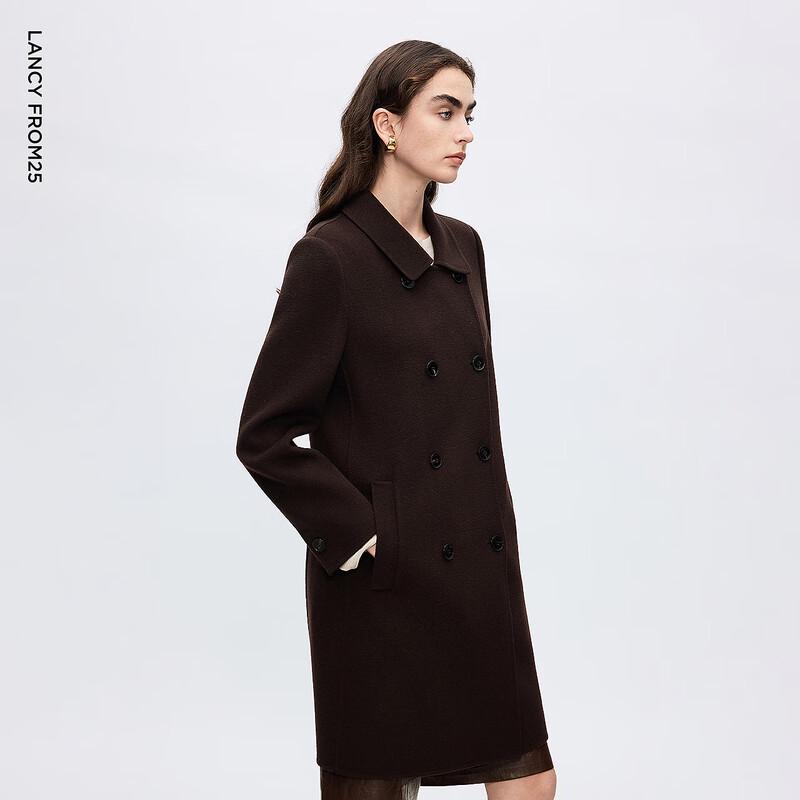 LANCY Women's 100% Wool Lapel Oversized Coat