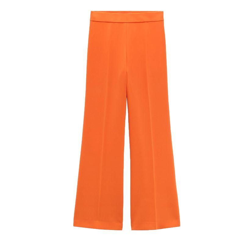 

Spring and Summer High Waist Loose Pants 4043066 with Belt Tuxedo Collar Suit Outwear 2551187 Orange pants L