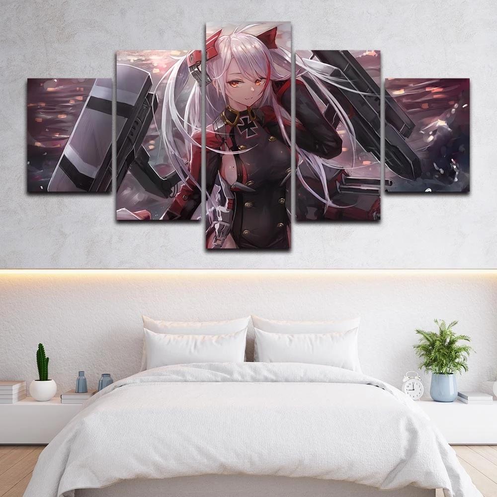 Modern Canvas Painting Modular 5 Pcs Azur Lane Prinz Eugen Poster Prints Home Decor Wall Anime Characters No Frame Picture Art