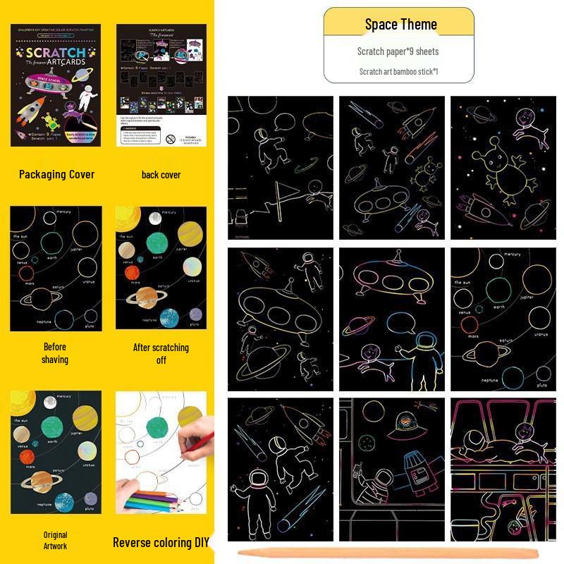 Livre d'art à gratter coloré DIY pour enfants pour la créativité en maternelle