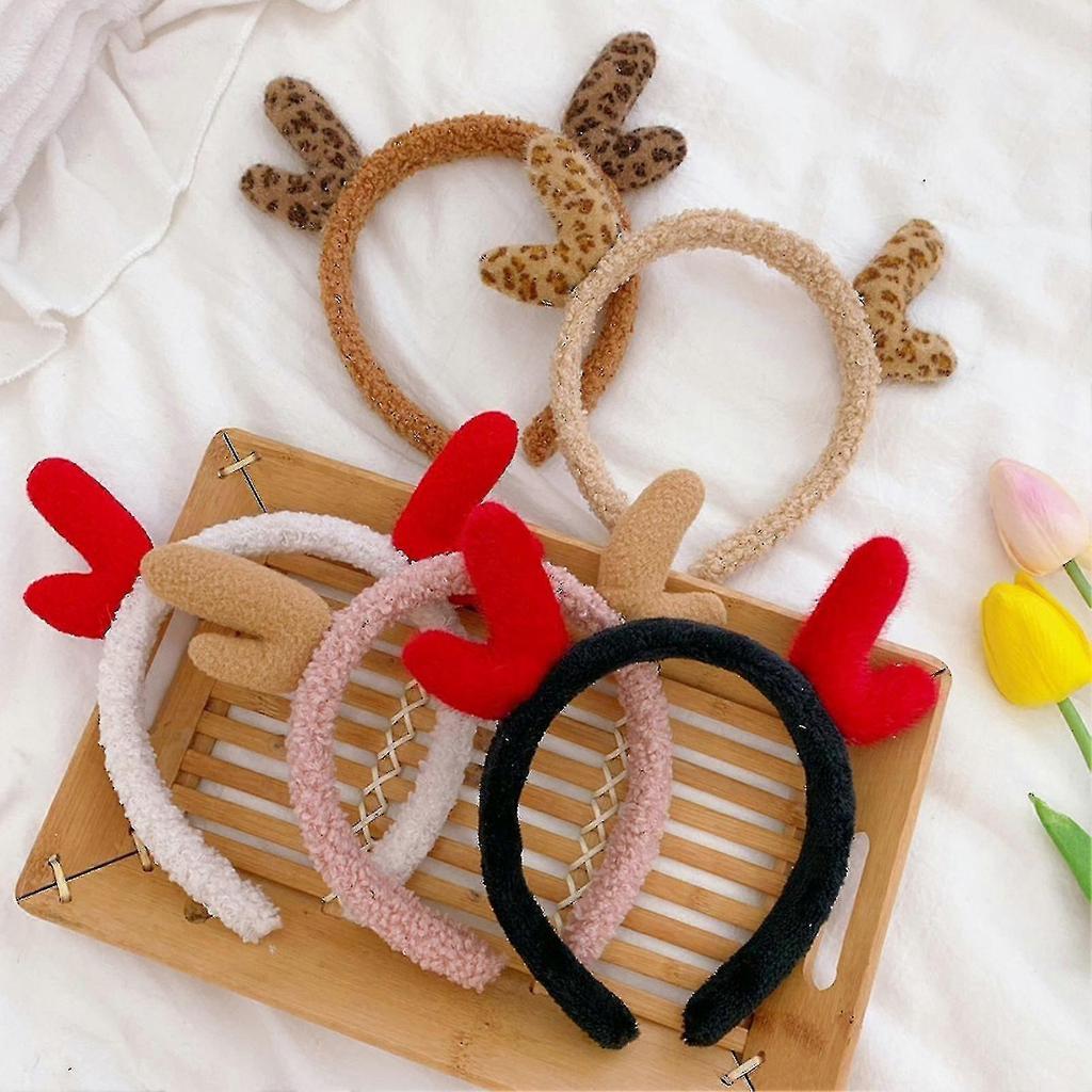 Cute Antler Plush Headband Christmas Hair Hoop Non-slip Headwear Accessories