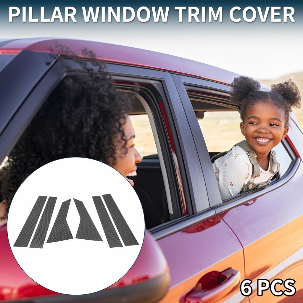 TUCKBOLD Door Pillar Window Trim Anti-Scratch Stickers for Honda Civic 2022-2024, Door Outer Exterior Covers, Carbon Fiber Pattern Black, 6 Pieces