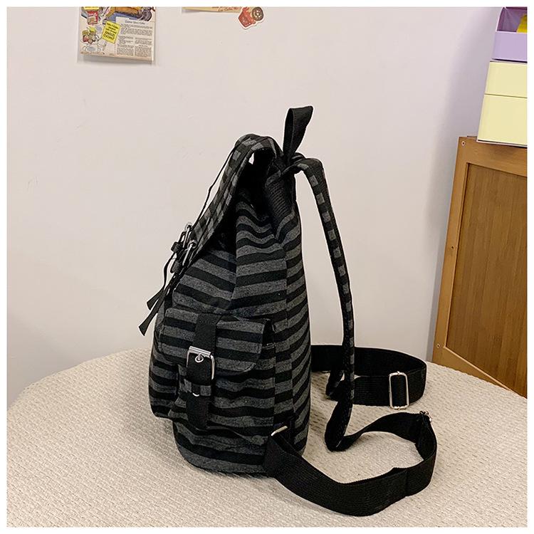Korean Color Block Retro Stripe Backpack - Versatile, Large Capacity School & Casual Bag