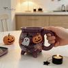 Large Handle Witch Pot Mug Halloween Cauldron Coffee Mug, 360ml Ghost Pumpkin Spider Web Pattern Cute Teacup Ceramic Cup, Spooky Drinkware for Party,