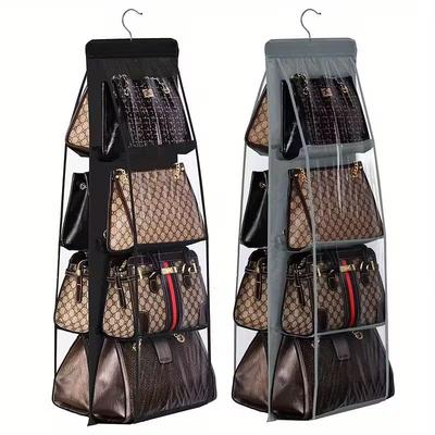 6 Pocket Hanging Handbag Organizer Space-Saving Multi-Layer Hanging Bag Organizer for Wardrobe Storage Bag Door Wall Sundry Shoe Bag
