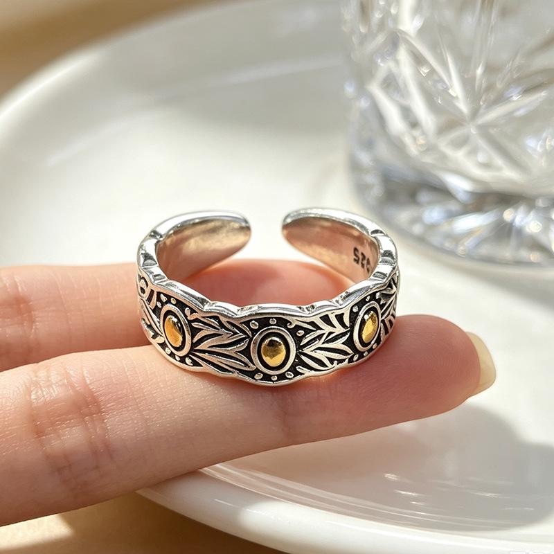 Elegant Two-Tone Silver-Plated Wheat Pattern Ring