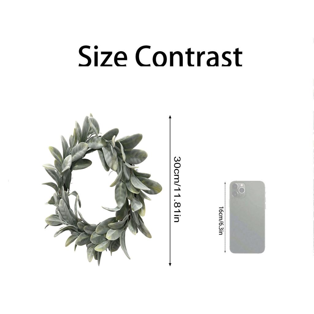 3D 30cm Spring Flocked Ear Leaf Wreath Christmas Decoration Door Hanging Home Wall Hanging Wreath