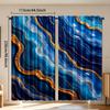 2pcs   Marble Design Polyester Curtains Light Filtering Rod Pocket Drapes for Bedroom Living Room Office Machine Washable All Sea