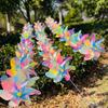 Seven-Leaf Colorful Windmill String: Outdoor Rotating Ornament with Flower Pattern and Steel Wire Rope