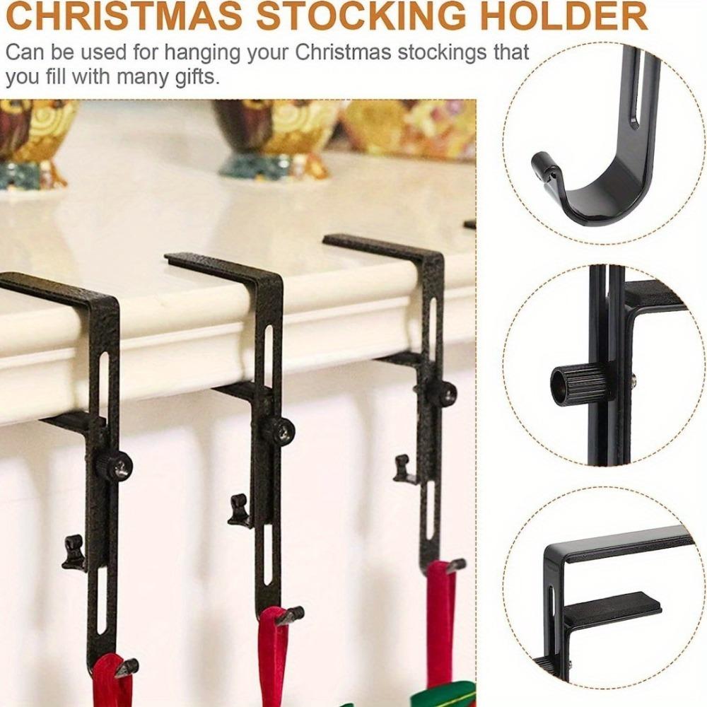 2Pcs/4Pcs Mantel Decorations Hook Up Stocking Hooks for Fireplace Christmas Stockings Holder Xmas Decorate Black Holders Mantle Hanger