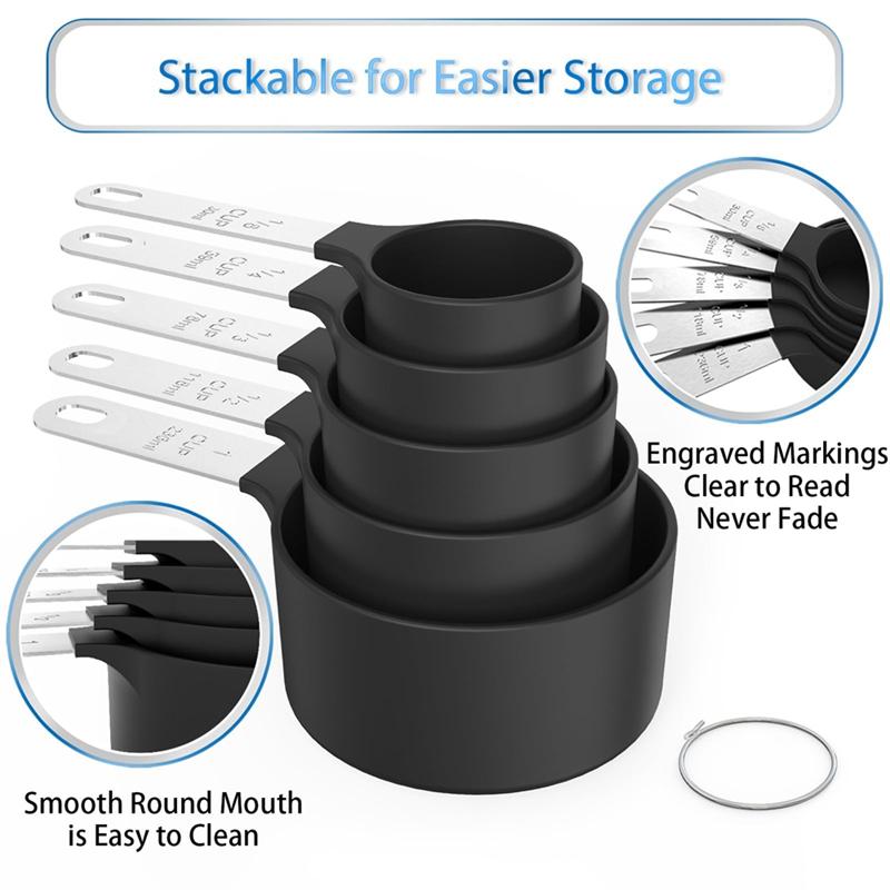 A95I-Stackable Measuring Cups& Spoons Set, Nesting Measure Cups, Kitchen Gadgets For Cooking& Baking