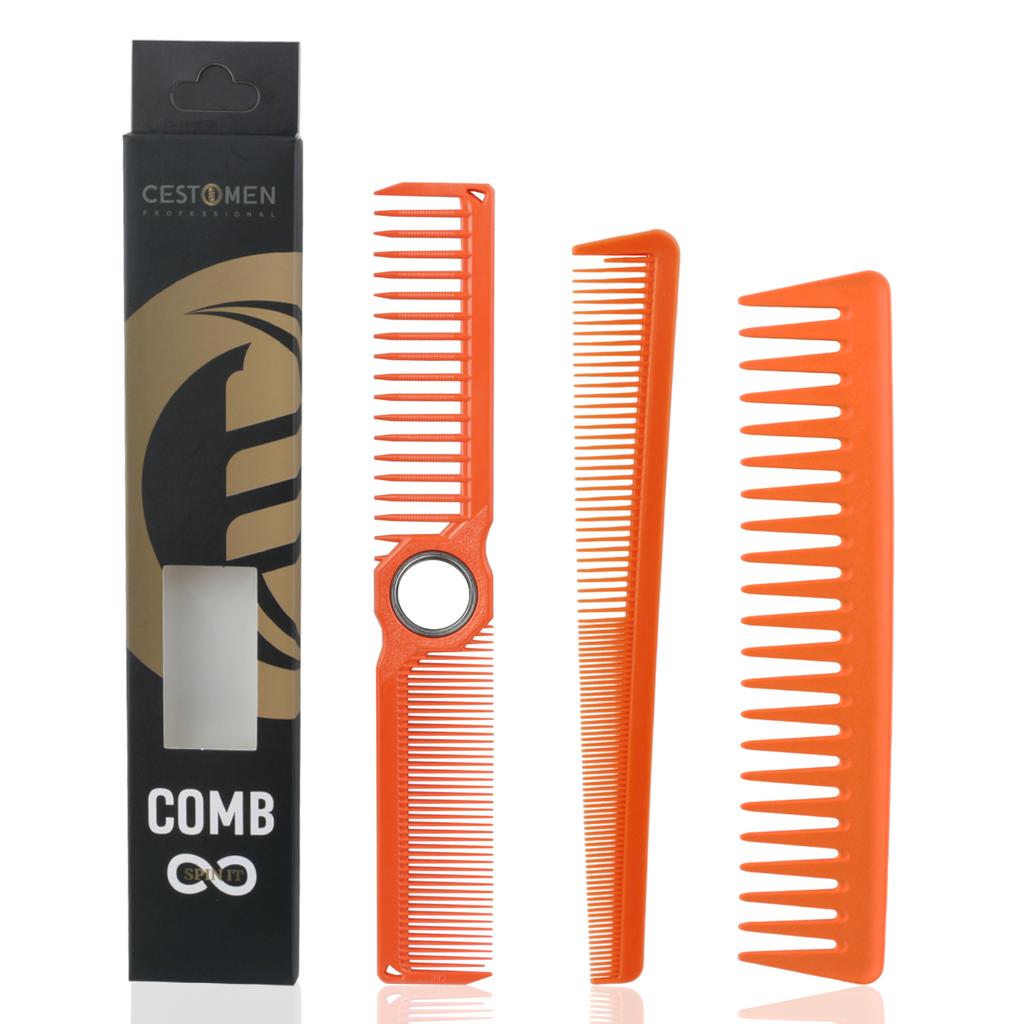 3Pcs Professional Barber Comb Set with Rotating Ball Bearing - Wide & Fine Tooth Cutting Comb Taper Comb Kit for Salon & Home