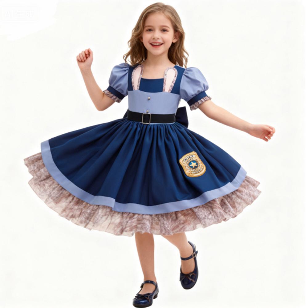 Zootopia 2 Judy Bunny Police Cosplay, Kids Halloween Party Dress-Up Costume Gift
