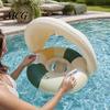 Aufblasbarer Schwimmring Baby mit abnehmbarem Verdeck, Gestreifter Pool Schwimmring Sitz Schwimmgriff, Sonnenschutz Schwimmen für Kleinkinder Kleinkind