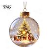 Xmas Fireplace Hanging Ornaments Glowing Christmas Story Ornament, Light-Up 3D Ball with Warm LED, Mini Garden Holiday Scene Clear Decoration