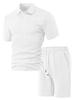 Men's Summer Jacquard Button-Down Polo Shirt & Shorts Set - Casual Sportswear Collection