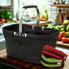 Foldable Aluminum Frame Basket with Large Zippered Side Pocket, Foldable Oxford Cloth Shopping Basket, Insulated Basket, Portable Picnic Basket