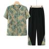 Elderly Women's Chinese Style Short Sleeve Shirt & Pants Set
