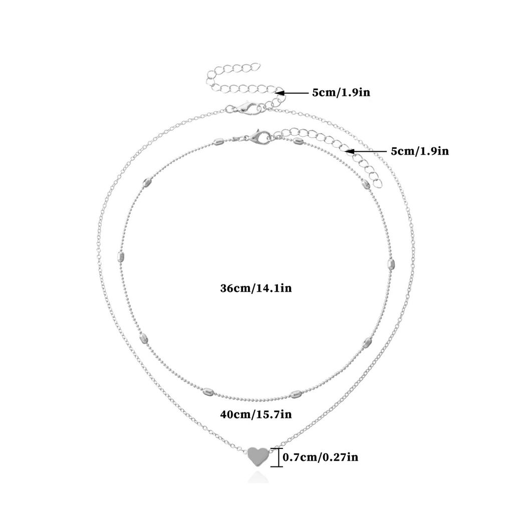 Pfirsichherz Lagenkette Personalisiert Einfache Mehrlagige Kleine Kette für den Alltag Doppelt