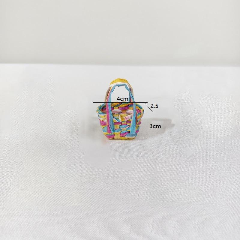 1Pcs Storage Basket Scene Props Dollhouse Mini Woven Flower Basket Carrying Basket Miniature Model Daily Necessities Decor