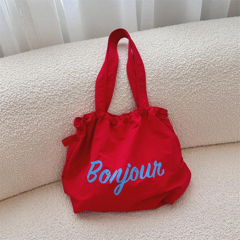New letter printed shoulder bag casual drawstring bundle fashion student class shoulder bag