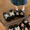 Height-increasing one-word slippers rhinestone premium outer wear foreign style versatile non-slip and comfortable 2025 new summer fashion thick botto