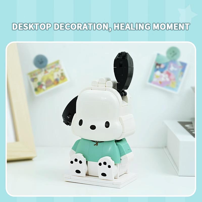 Sanrio Pochacco Stavebnice Domácí Pes Zvířata Skládačka Cihličky Hračky Vzdělávací Hračky pro Děti Stolní Ozdoby Narozeninové Dárky
