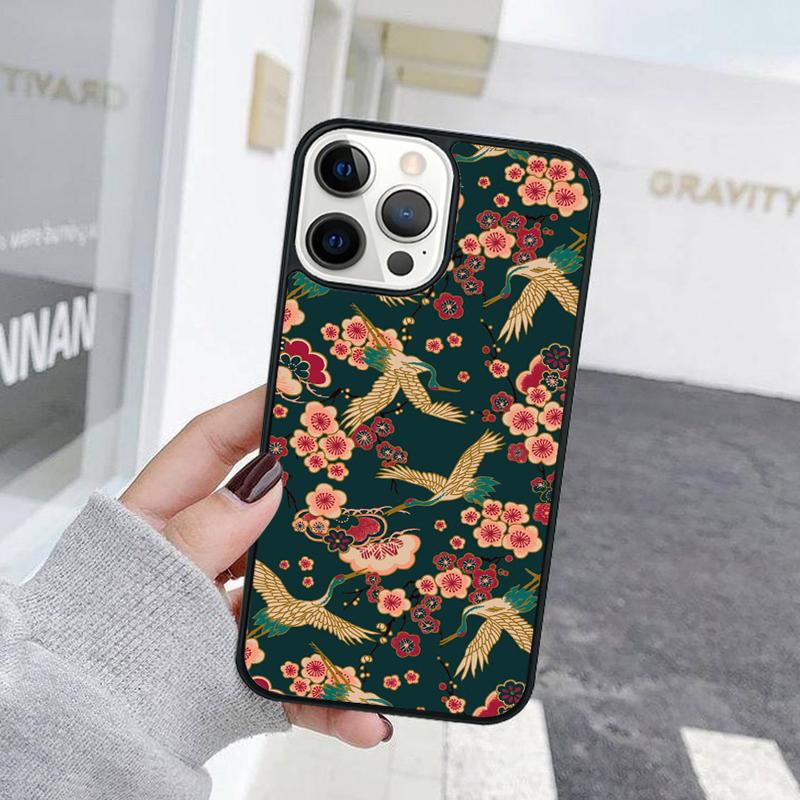 Carp Waves Crane and Brocade Phone Case For iPhone 17 Air 15 16 Cover  11 13 14 Pro Max 12 Plus Max Fundas