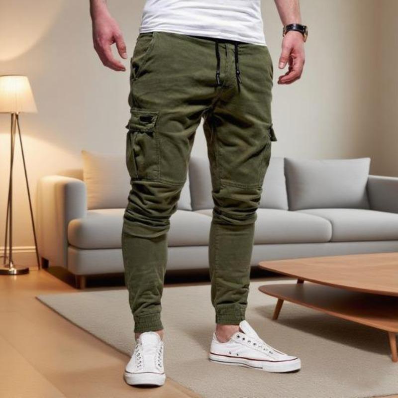 Pantalones Cargo Gruesos para Hombre Cintura con Cordón Cálidos Pantalones Jogger Otoño Invierno Pantalones Casuales con Múltiples Bolsillos para Viaje Trabajo Uso Diario