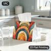 1pc Tissue Box, Vintage Abstract Arched Circles Earthy Tones Pattern, 2D Flat Printing, Multi-Purpose, Durable, Tissue Bag, for Dormitory