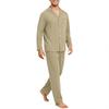 Men's Long Sleeve Button Down Pajama Set for Sleepwear Comfort