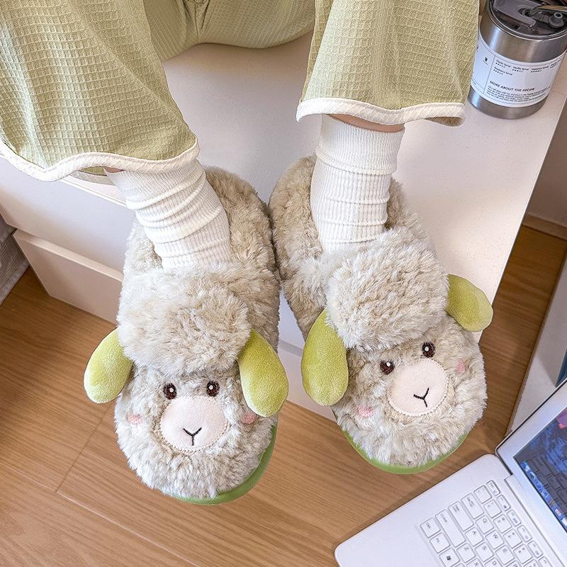 Cotton slippers winter bag with couple home non-slip household cute sheep warm cotton shoes winter