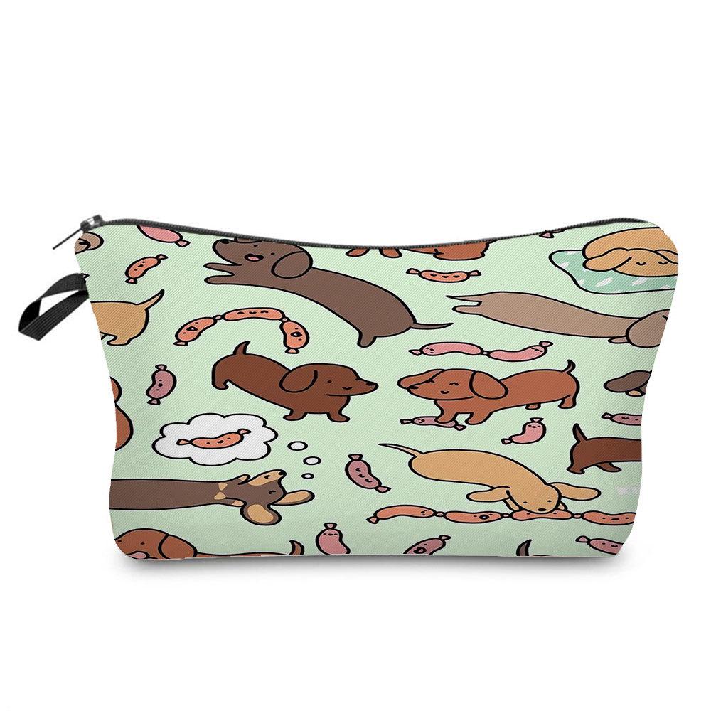 Women Dog Print Cosmetic Bag Toiletries Organize Travel Storage Case 6357 CLE