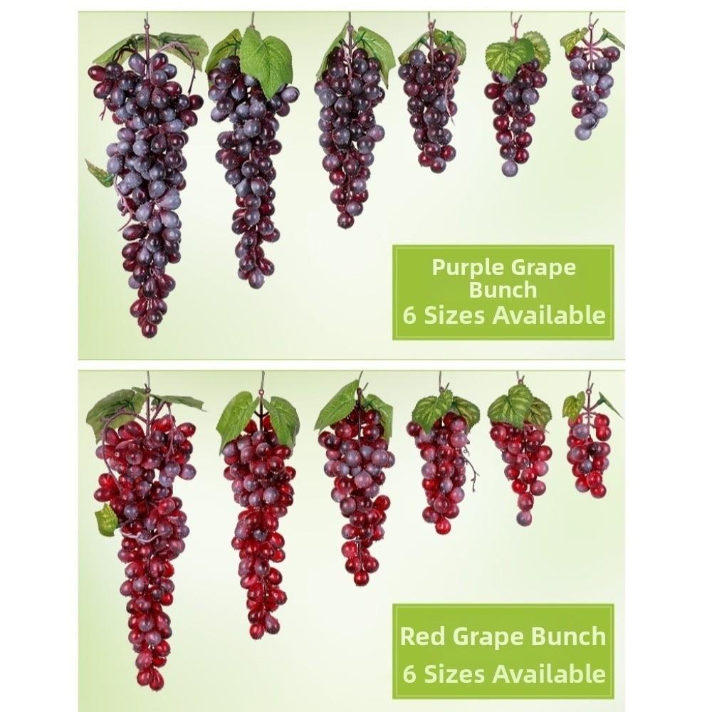 Realistic Artificial Grapes Bunches Decorative Green Grass Artificial Faux Fruits Simulation Fake Fruits Decorations