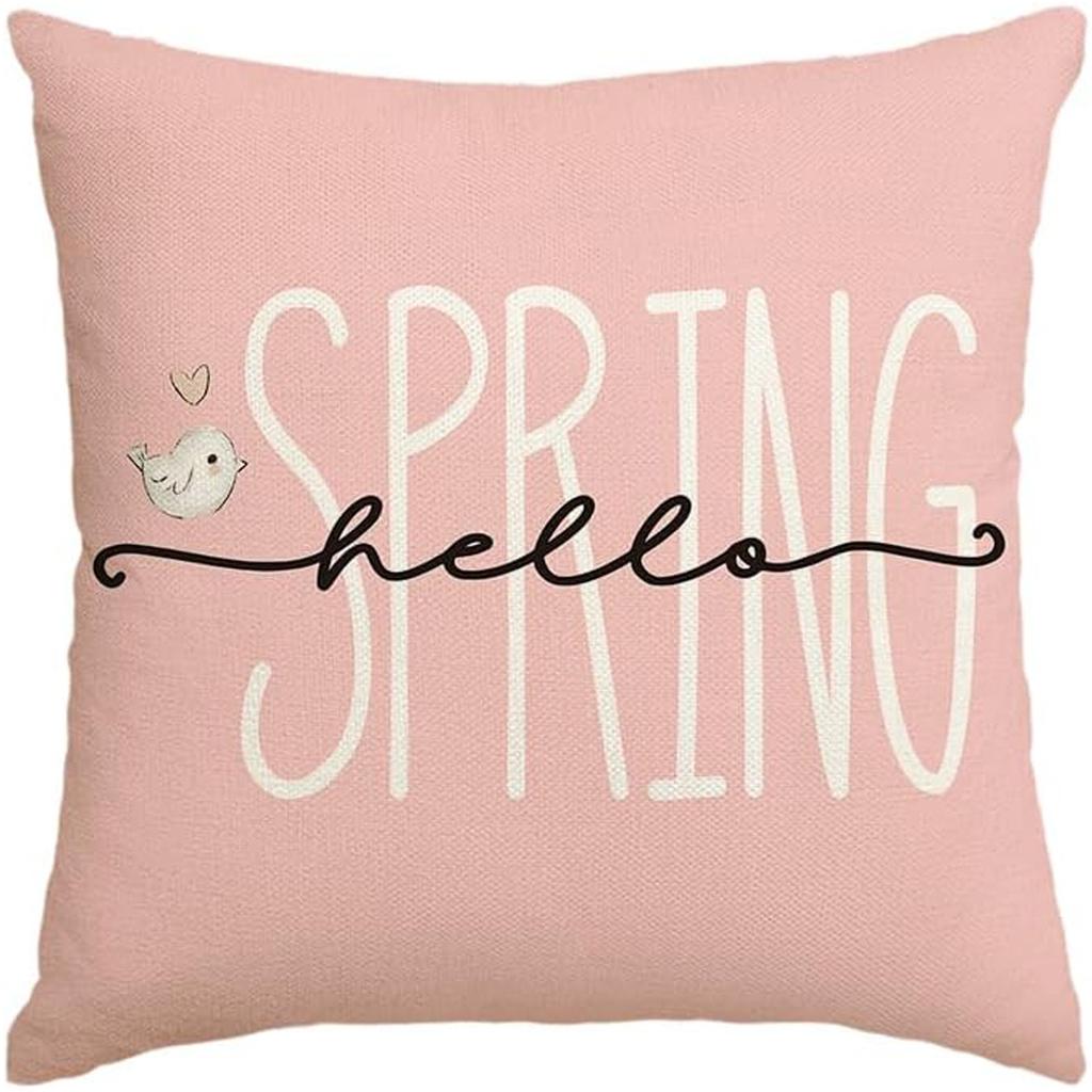 New Spring Fresh and Beautiful Linen Pillowcase Sofa Bedside Plant Flower Pillow Cushion Cover