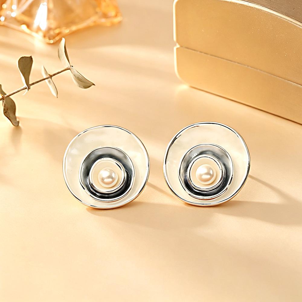 Multi Layer Spiral Coil Drip Oil Earrings, Geometric Circular Earrings, Light Luxury and Niche Earrings