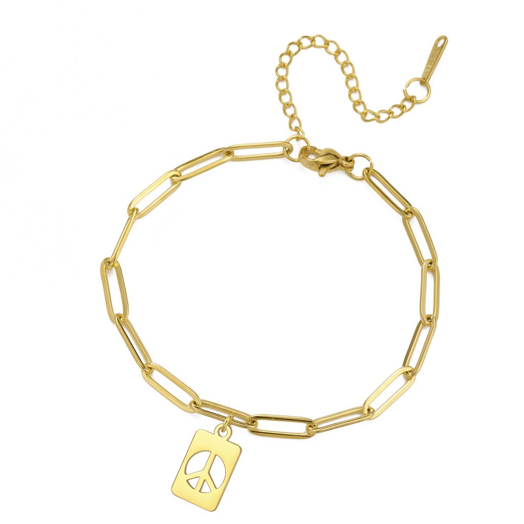 LIKGREAT Friedenszeichen Armband für Damen Herren Edelstahl Verstellbar Friedenssymbol Charm Armband Mode Hip Hop Schmuck Geschenk