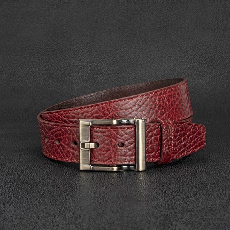

Мужской ремень из коровьей кожи первого слоя с пряжкой, высококачественный повседневный деловой ремень для брюк 110*3.8cm тёмно-рыжий