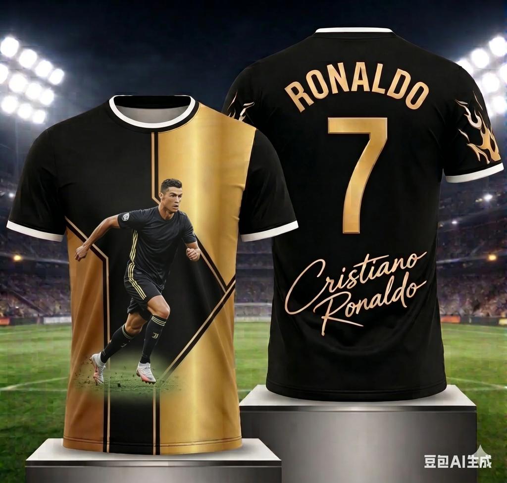 Ronaldo 7 Soccer Jersey T Shirt 3D Printed Family Style for Kids Adults Breathable Quick Dry Tee for Training Fitness Running