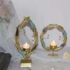 Candle Holder Metal Candlestick Elliptical Leaves Shape Candleholder for Indoor Decoration Candle Stand