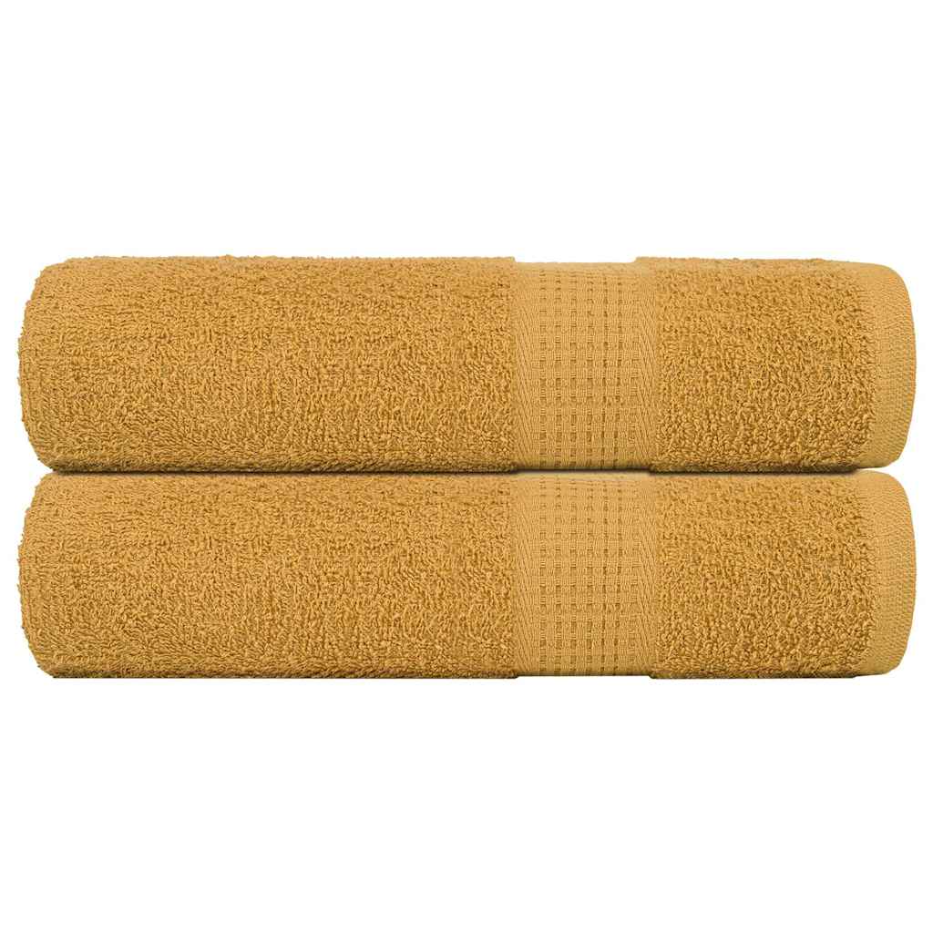 Vidaxl Ręczniki Kąpielowe 2 Szt. Złoty 100X150 Cm 360 Gsm 100% Bawełna