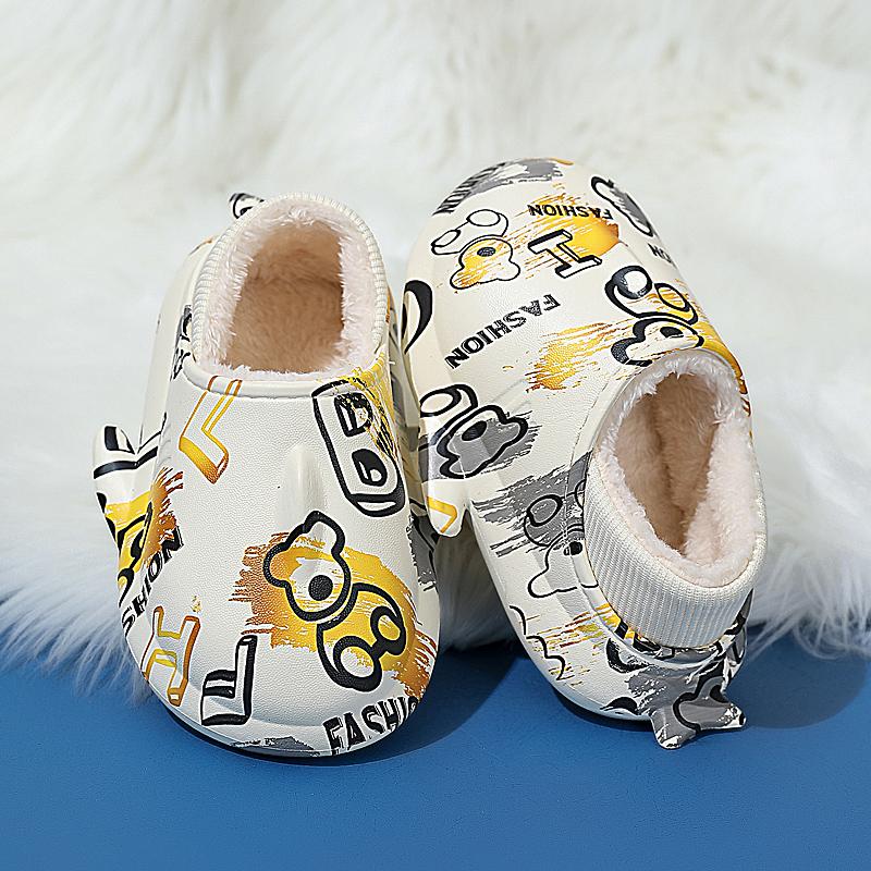 Zimní dětská nadměrná velikost Módní teplé bavlněné boty s tlustou podrážkou Pantofle pro domácí vnitřní a venkovní bavlněné pantofle 24-35