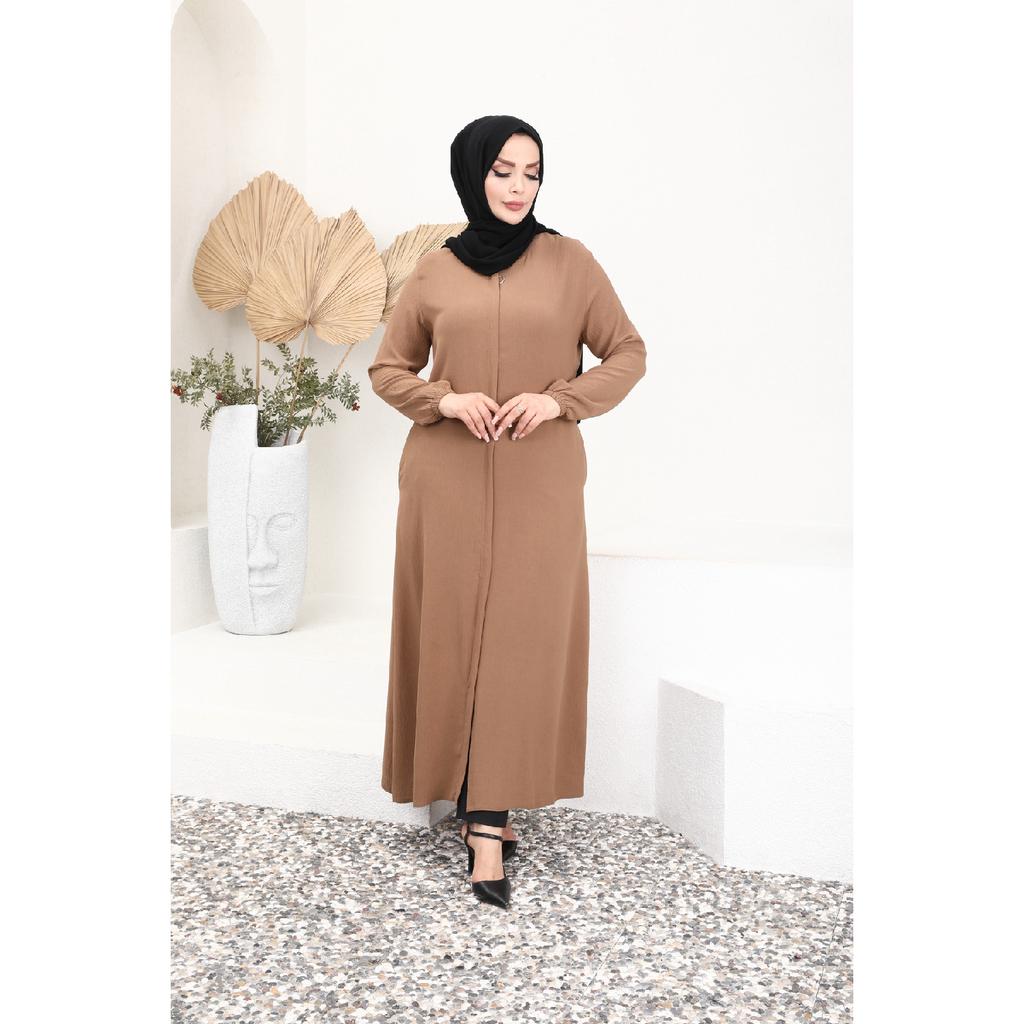 Abaya simplă zilnică de lungime întreagă, cu plăcuță ascunsă