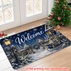 1pcs Christmas Welcome Doormat Winter Snow Scene Non-Slip Bathroom Kitchen Floor Mat Holiday Decor Rug