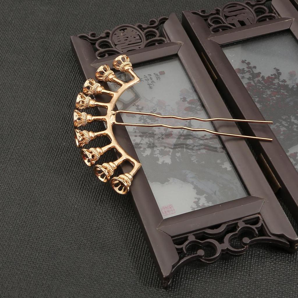 Flower Ancient Style U Shape Hairpin Alloy Hole Lotus Holder Accessories