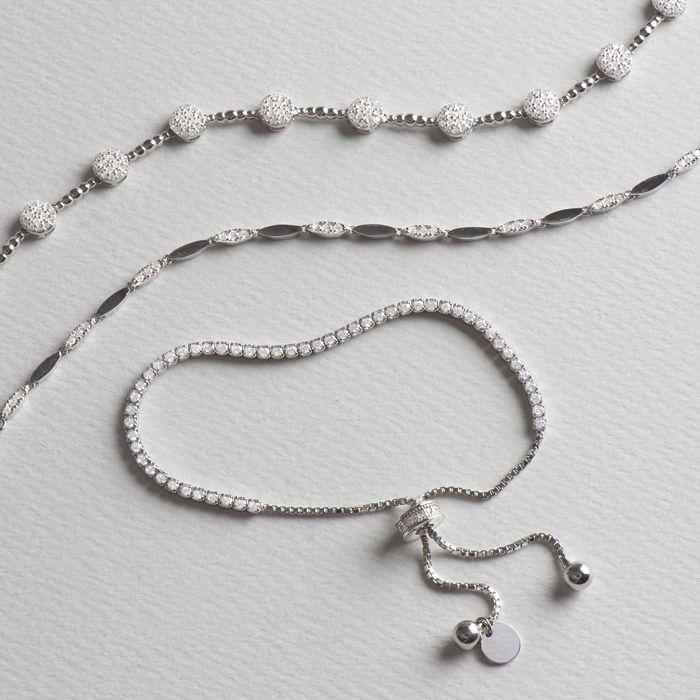 Bracelet - Inajwa - 925 Sterling Silver - Rhodium-Plated - Zirconia - One Size