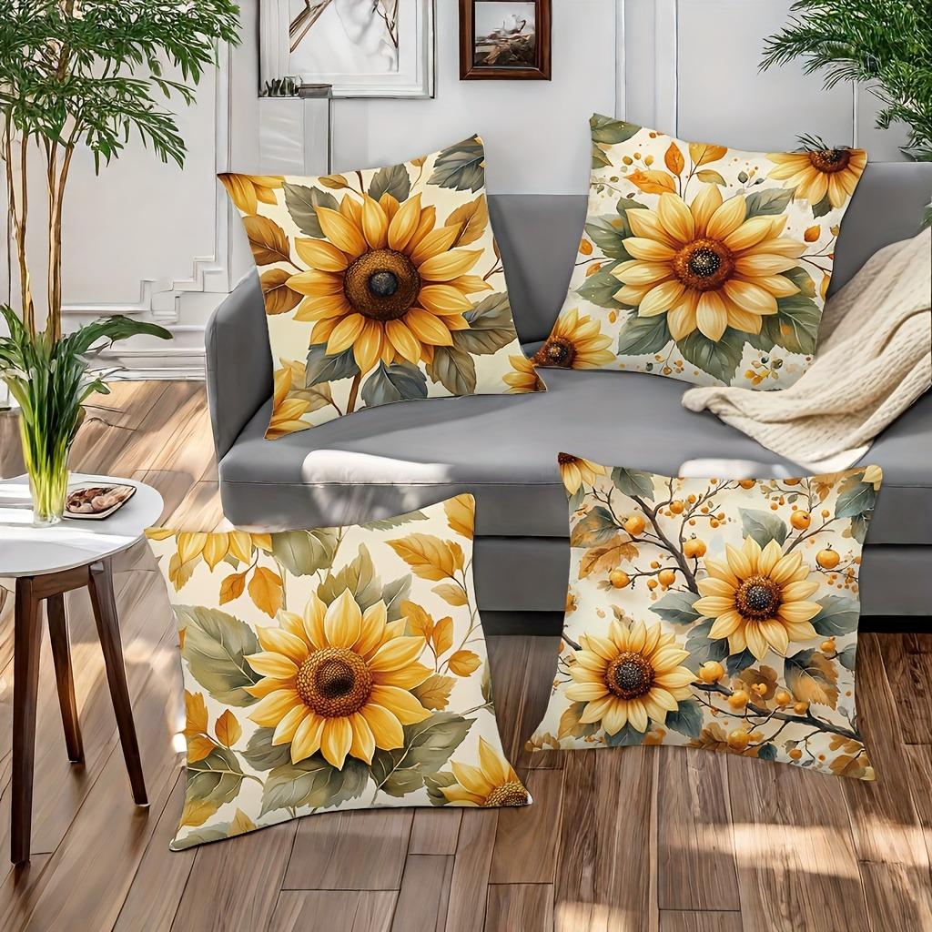 Sunflower Autumn - Themed Pillowcase PillowcaseBedroom Living Room Sofa Home Decor Polyester Cushion Cover with Zipper