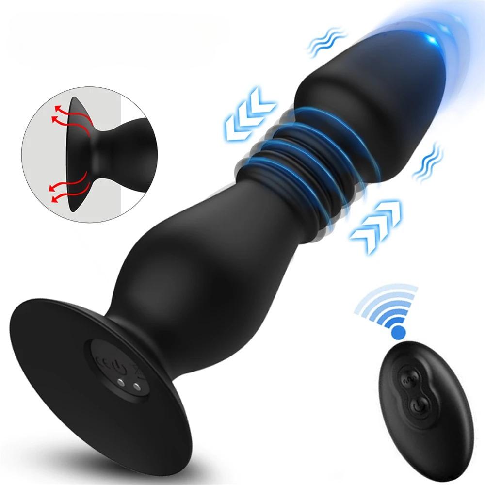 Teleskopické anální vibrátory bezdrátové tlačné dildo anální kolík vibrátory mužský masér prostaty anální masturbátor sexuální hračky pro muže