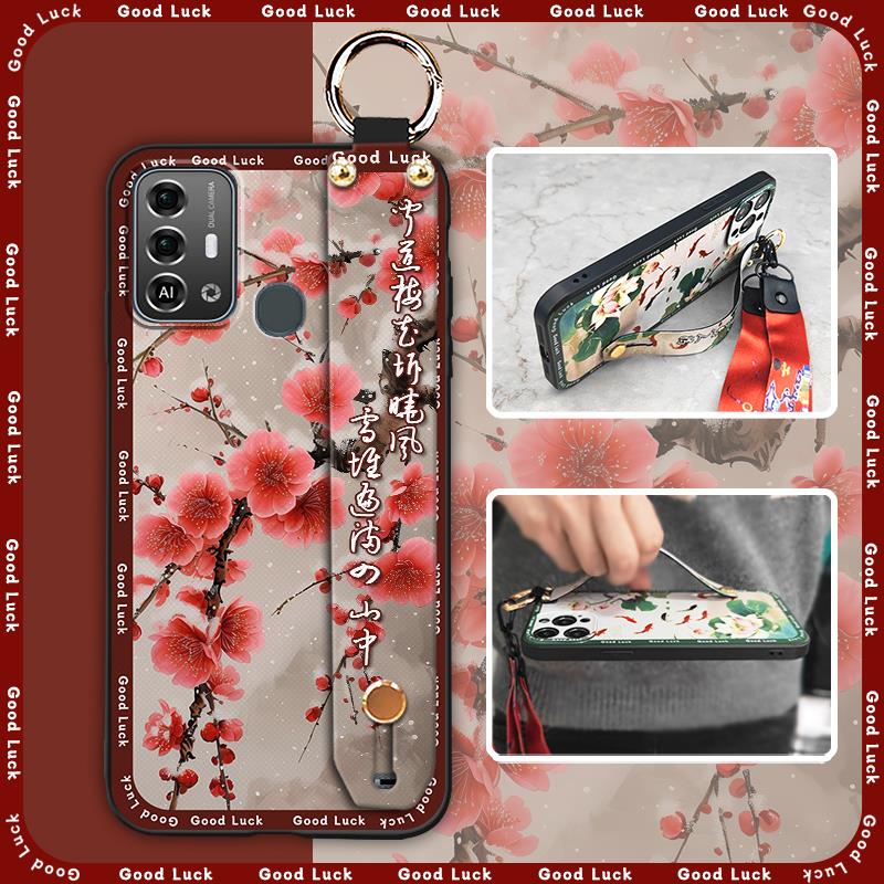 Shockproof Protective Phone Case For ZTE Blade A53 Pro Anti-dust For Mom Wrist Strap Waterproof Back Cover Elderly Lady